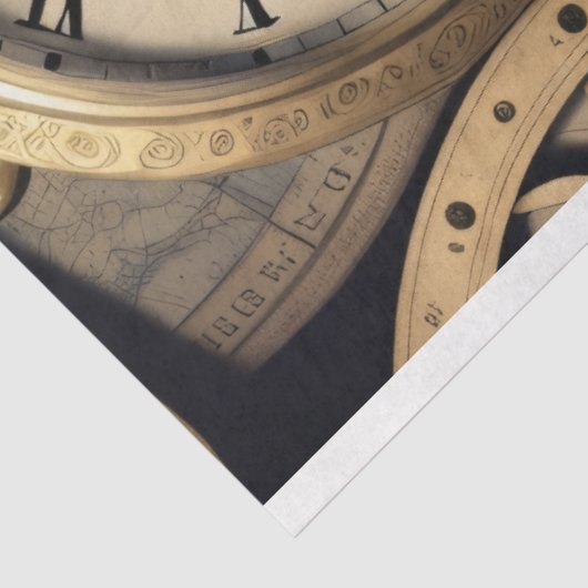 Mousseline Steampunk watches skulls Tissue paper Tissuepapier (Detail)