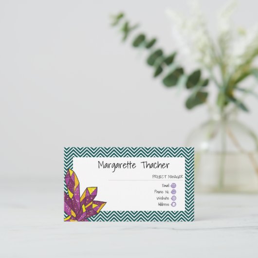 Mousserend Amethyst Crystal Minimalistisch Elegant Visitekaartje (Staand voorkant)