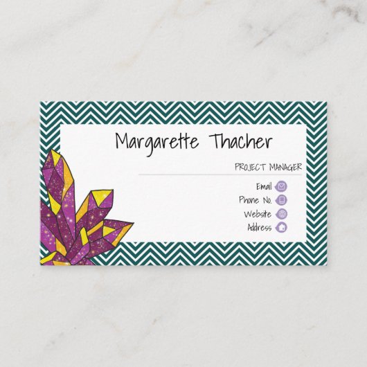 Mousserend Amethyst Crystal Minimalistisch Elegant Visitekaartje (Voorkant)