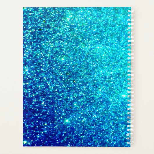 Mousserend blauw Blauwgroen monogram Initiaal Planner (Achterkant)