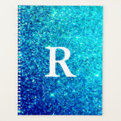 Mousserend blauw Blauwgroen monogram Initiaal Planner (Voorkant)