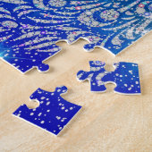 Mousserend blauw en wit pacock legpuzzel (Zijkant)