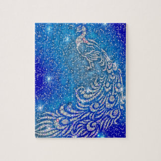Mousserend blauw en wit pacock legpuzzel