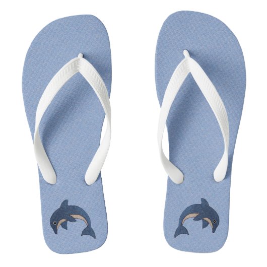 Mousserend blauw en witte zeedolfijn teenslippers (Voetbed)