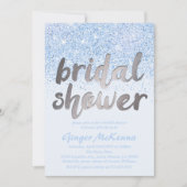 Mousserend blauw Glitter Bridal Shower Invitations Kaart (Voorkant)