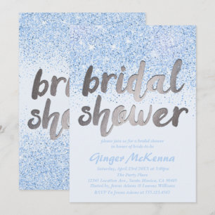 Mousserend blauw Glitter Bridal Shower Invitations Kaart