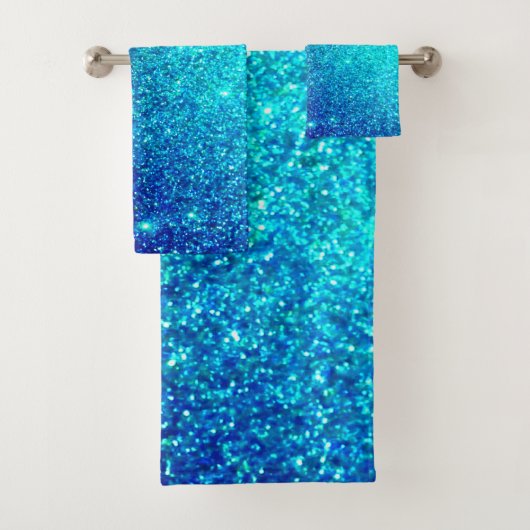Mousserend blauw glittery Ombre Blauwgroen kleurri Bad Handdoek (Insitu)
