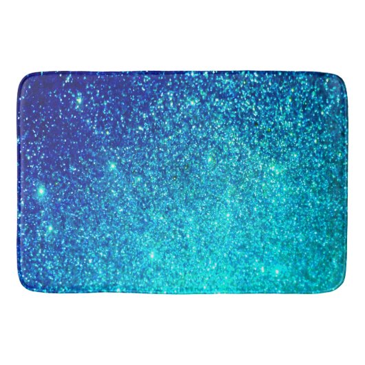 Mousserend blauw glittery Ombre Blauwgroen kleurri Badmat (Voorkant)