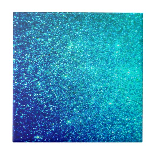 Mousserend blauw glittery Ombre Blauwgroen kleurri Tegeltje (Voorkant)