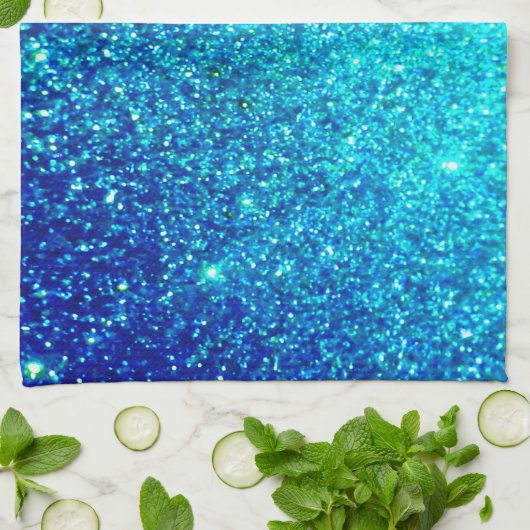 Mousserend blauw glittery Ombre Blauwgroen kleurri Theedoek (Gevouwen)