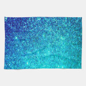Mousserend blauw glittery Ombre Blauwgroen kleurri Theedoek (Horizontaal)