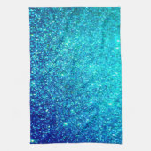 Mousserend blauw glittery Ombre Blauwgroen kleurri Theedoek (Verticaal)