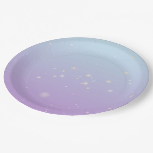 Mousserend blauw Paars gradiënt Ombre Papieren Bordje (Gekanteld)