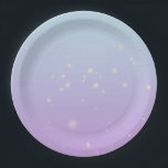 Mousserend blauw Paars gradiënt Ombre Papieren Bordje<br><div class="desc">Droomig delicaat gradiëntombre ontwerp in pastelesthetisch licht magisch in paarse en blauwe kleuren. Zachte overgang van de gradiëntkleur. Paarse en blauwe gradiënt home decor,  Paars en blauw gradiënt ombre home decor-themaontwerp.</div>