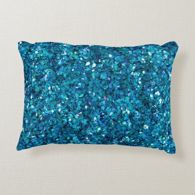 Mousserend blauw-Turquoise Bling Accent Kussen (Achterkant)