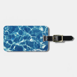 Mousserend blauw water bagagelabel