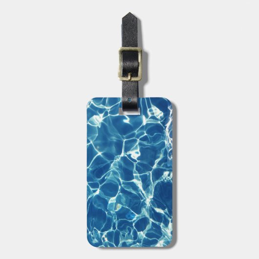 Mousserend blauw water bagagelabel (Voorkant verticaal)