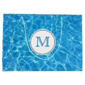 Mousserend blauw zwembad Pool Blue Water Monogram Large Cadeautasje (Achterkant)