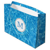 Mousserend blauw zwembad Pool Blue Water Monogram Large Cadeautasje (Achterkant Gekanteld)