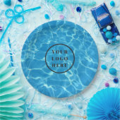 Mousserend blauw zwemwater Voeg uw Logo toe Papieren Bordje (Feest)