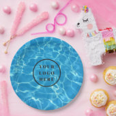 Mousserend blauw zwemwater Voeg uw Logo toe Papieren Bordje (Feest)