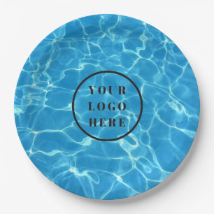 Mousserend blauw zwemwater Voeg uw Logo toe Papieren Bordje