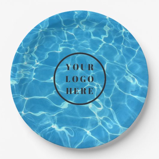 Mousserend blauw zwemwater Voeg uw Logo toe Papieren Bordje (Voorkant)