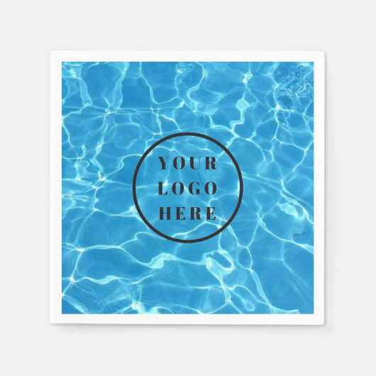 Mousserend blauw zwemwater Voeg uw Logo toe Servet (Voorkant)