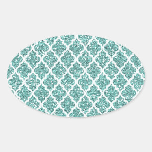 Mousserend Blauwgroen Ovale Sticker