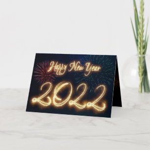 Mousserend, gelukkig nieuwjaar 2022 vuurwerk feestdagen kaart