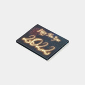 Mousserend, gelukkig nieuwjaar 2022 vuurwerk post-it® notes (Schuin)