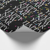 Mousserend gelukkig Nieuwjaar op Confetti Cadeaupapier (Hoek)