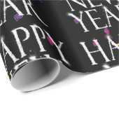 Mousserend gelukkig Nieuwjaar op Confetti Cadeaupapier (Rol Hoek)