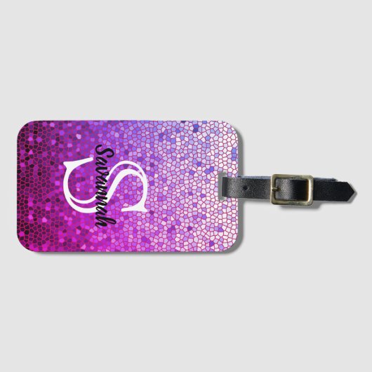 Mousserend gepersonaliseerd naammonogram Bagagelab Bagagelabel (Voorkant (horizontaal))