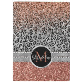 Mousserend Girly Roos Gold Glitter Leopard Monogra Klembord (Achterkant)