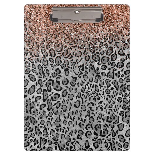 Mousserend Girly Roos Gold Glitter Leopard Monogra Klembord (Voorkant)