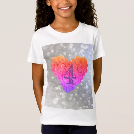 Mousserend Glitter Glamor Heart 4e verjaardag T-shirt (Voorkant)
