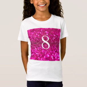 Mousserend Glitter Pink Heart 8e verjaardag T-shirt