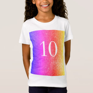 Mousserend Glitter Rainbow 10th Birthday girl Roze T-shirt