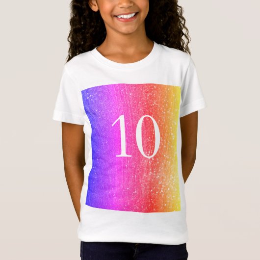Mousserend Glitter Rainbow 10th Birthday girl Roze T-shirt (Voorkant)