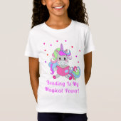 Mousserend glitter Unicorn Reading Book T-shirt (Voorkant)