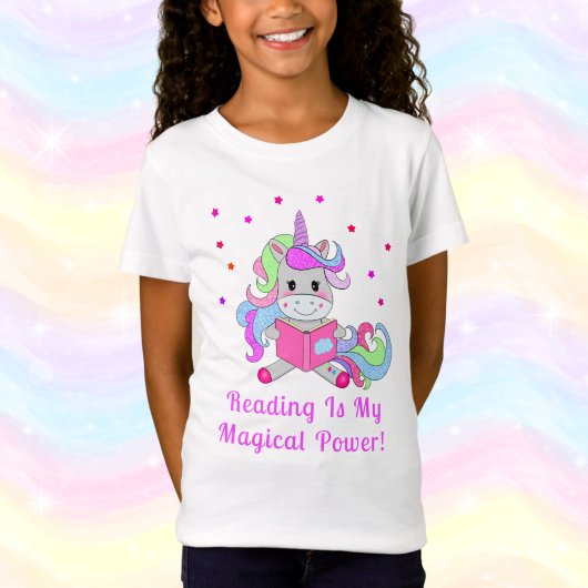 Mousserend glitter Unicorn Reading Book T-shirt