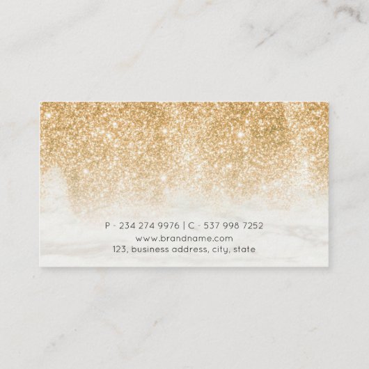 Mousserend Glitter White Marmer Gradient Visitekaartje (Achterkant)