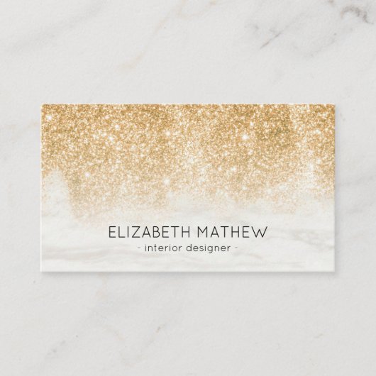 Mousserend Glitter White Marmer Gradient Visitekaartje (Voorkant)