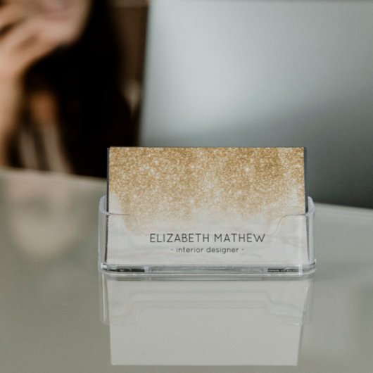 Mousserend Glitter White Marmer Gradient Visitekaartje