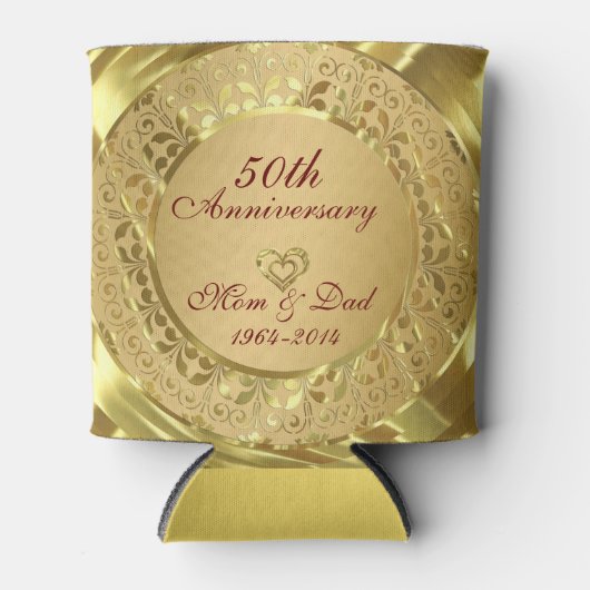 Mousserend Gold 50th Wedding Jubileum Blikjeskoeler (Voorkant)