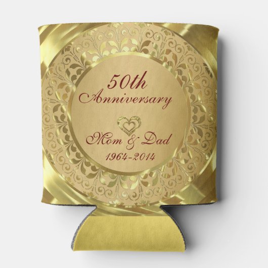 Mousserend Gold 50th Wedding Jubileum Blikjeskoeler (Achterkant)