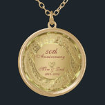 Mousserend Gold 50th Wedding Jubileum Goud Vergulden Ketting<br><div class="desc">Elegant goudtonen grendel met 2 harten,  Gold 50th Wedding Jubileum. Het komt in zilveren tinten.</div>