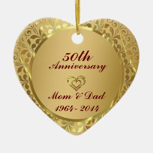 Mousserend Gold 50th Wedding Jubileum Keramisch Ornament (Voorkant)