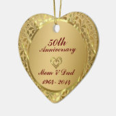Mousserend Gold 50th Wedding Jubileum Keramisch Ornament (Links)